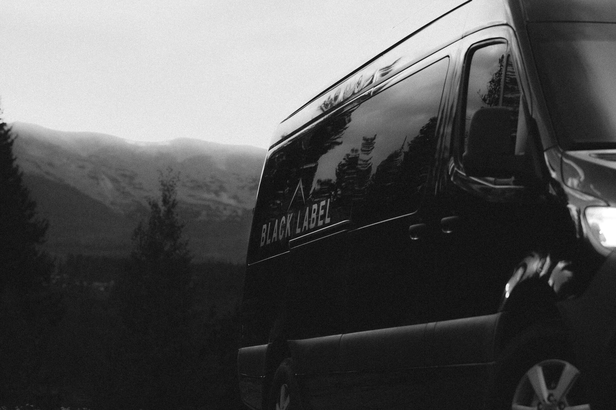 Private sprinter van in the mountains