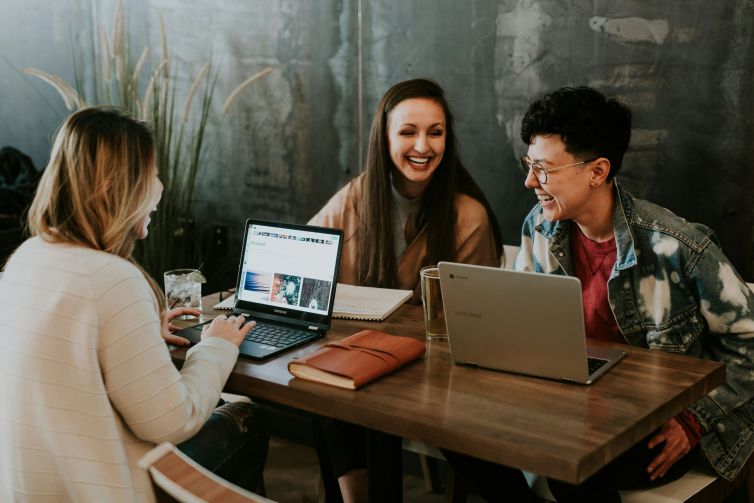group working around table